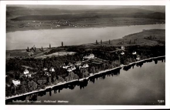 Ak Radolfzell am Bodensee, Fliegeraufnahme, Mettnau