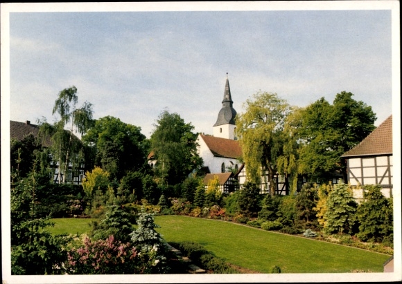 Postcard Levern Stemwede in Westphalia, partial view, Dümmer Nature Park, partial view, church, half-timbered houses