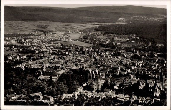 Postcard Bad Homburg vor der Höhe Hesse, aerial view of cityscape, many houses, trees