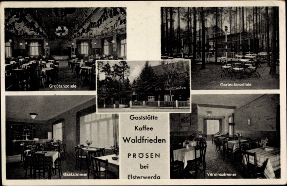 Postcard Prosen Röderland Brandenburg, restaurant Waldfrieden, owner Reinhold Deutschmann