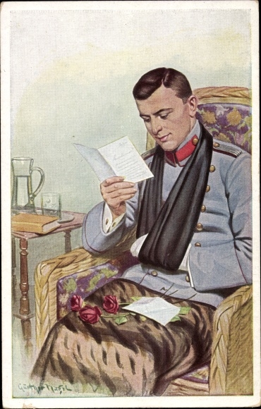 Artist PC Günther Nagel, war lieutenants at home, a dear greeting, wounded soldier, letter