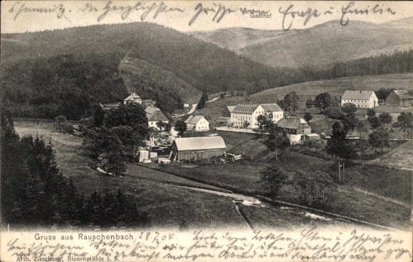 Ak Rauschenbach Neuhausen im Erzgebirge, Teilansicht vom Ort mit Umgebung