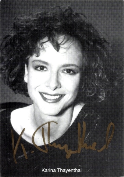 Postcard actress Karina Thayenthal, portrait, autograph
