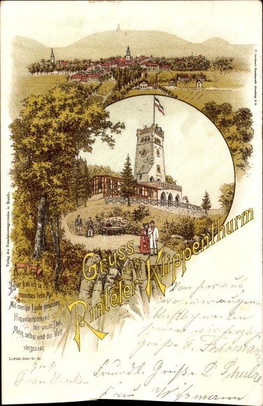 Chromo-Litho Rinteln on the Weser, Rintel cliff tower