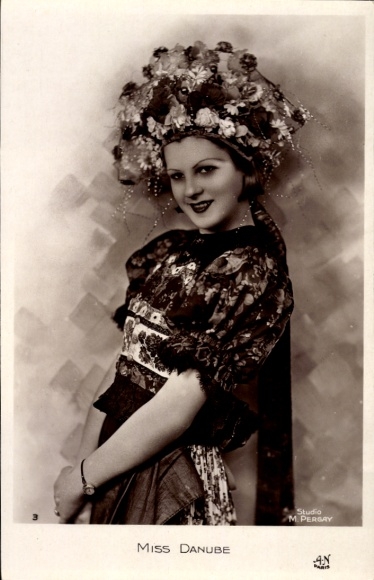 Photo Postcard Miss Danube, portrait in traditional costume, headdress