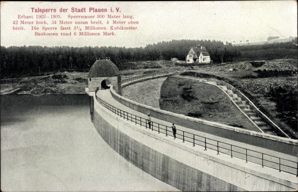 Postcard Werda in the Vogtland, dam of the city of Plauen