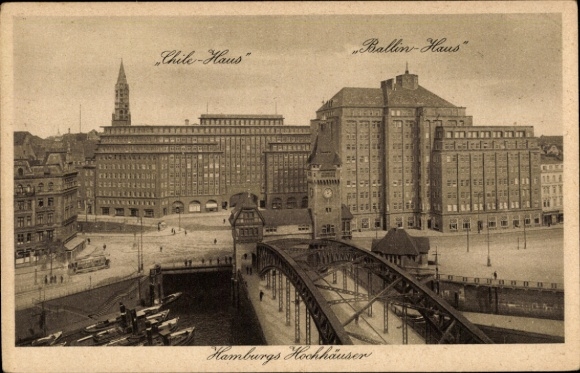 Postcard Hamburg Mitte Altstadt, Chile-Haus, Ballin-Haus