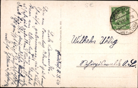 Postcard Hilbersdorf Chemnitz in Saxony, train station, Trinitatiskirche, Orthstraße, mental hospital