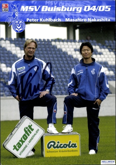 Autogrammkarte Sportphysiotherapeuten Peter Kuhlbach und Masahiro Nakashita, MSV Duisburg, Autogramm