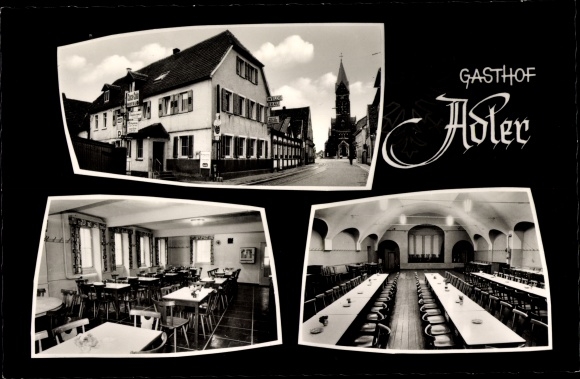 Postcard Plankstadt in der Kurpfalz, Gasthof Adler, Schwetzinger Straße 19, dining room