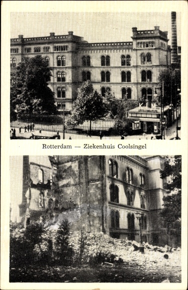 PC Rotterdam South Holland Netherlands, Coolsingel Hospital, ruins, destruction during World War II