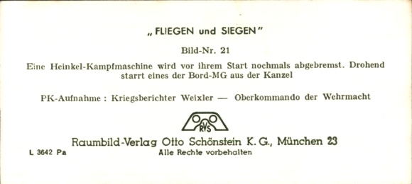 Stereo image photo Flying and Winning No. 21, Heinkel before takeoff