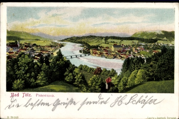 Postcard Bad Tölz in Upper Bavaria, Panorama