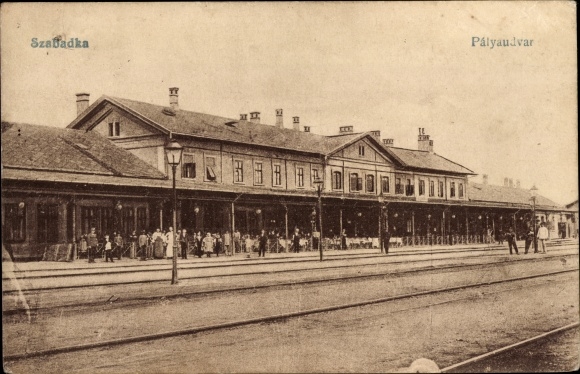 Ak Szabadka Subotica Servië, station, spoorzijde