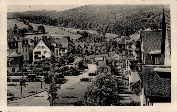 Ak Oberschlema Bad Schlema im Erzgebirge, Aussicht auf Landschaft, Häuser, Gärten, Natur, Berglan
