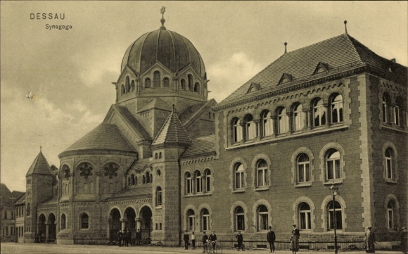 Judaica Postcard Dessau in Saxony-Anhalt, Synagogue