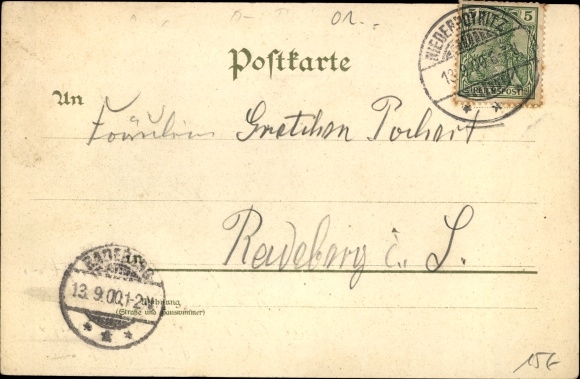 Chromo-Litho Dresden Niederpoyritz, view to Staffelstein, inn