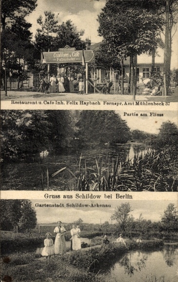 Postcard Schildow in der Mark, Restaurant Café owner Felix Haybach, am Fliess
