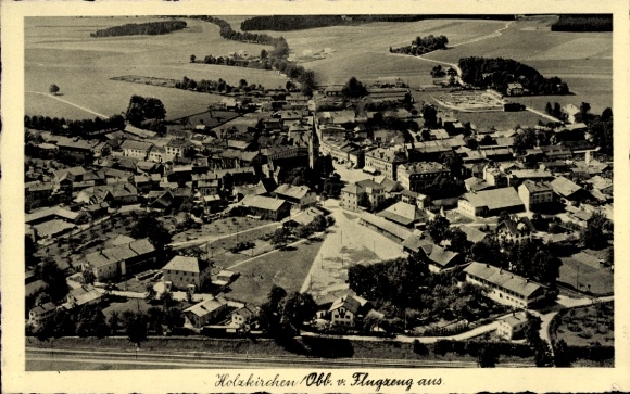Postcard Holzkirchen in Upper Bavaria, aerial photograph