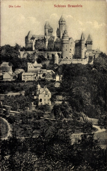 Postcard Braunfels on the Lahn, Castle Die Lahn, historic castle, landscape