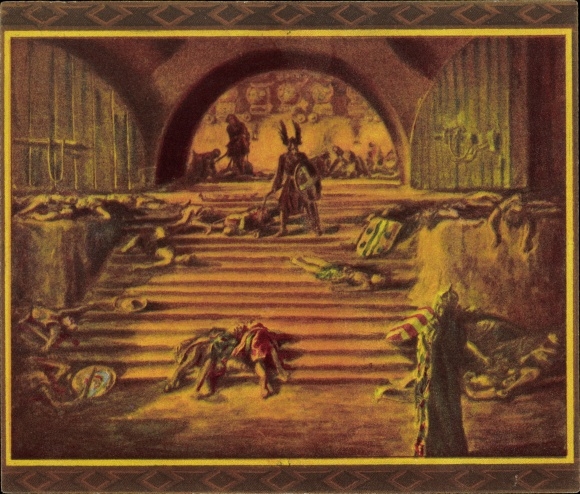 Collection picture Das Nibelungen-Lied, V. Fries, Der Nibelungen Not, Gunther and Hagen leave the hall