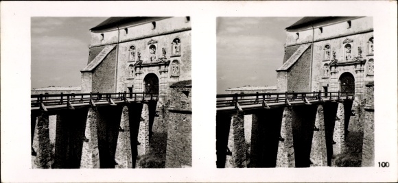 Stereo Raumbild Foto "Großdeutschlands Wiedergeburt", Nr. 100, Burg Forchtenstein, Burgenland