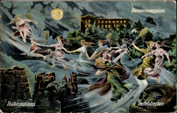 Postcard Wernigerode, Brocken, Devil's Basin, Witches, Witches' Dance Floor, Devil's Castle