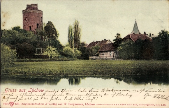 Postcard Lüchow in Wendland, partial view, Amtsturm