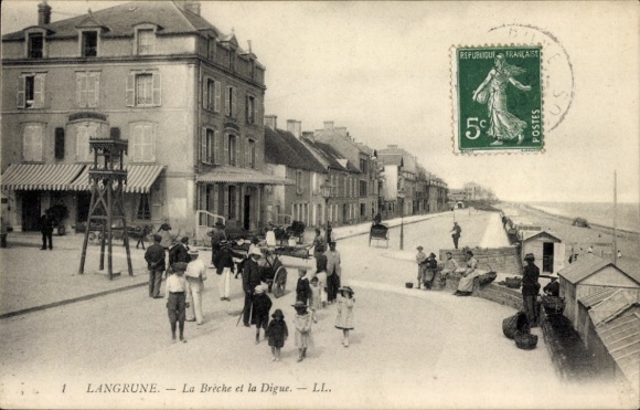 Ak Langrune Calvados, La Brèche und La Digue