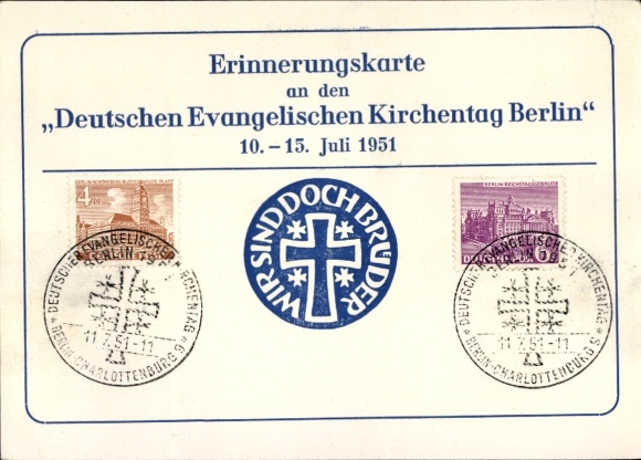 Commemorative PC of the German Protestant Church Congress in Berlin 1951