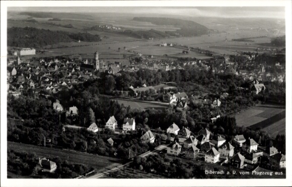 Postcard Biberach an der Riß in Upper Swabia, aerial photograph of the town