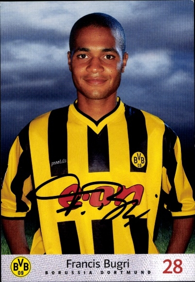 Autograph card footballer Francis Bugri, BVB 09, Borrussia Dortmund, autograph