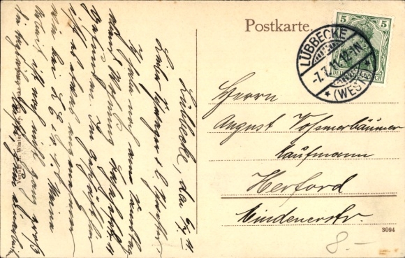 Postcard Lübbecke in Westphalia, Bergerthor, Church