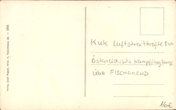 Postcard Fischamend Lower Austria, airplanes over the city, Kuk Air Force