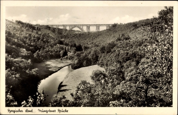 Postcard Remscheid in the Bergisches Land, Bergisches Land, Müngsten Bridge, river landscape