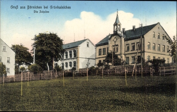 Postcard Börnichen in the Ore Mountains, Schools
