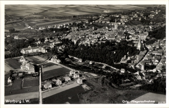 PC Warburg in Westphalia, Warburg 1. W., original aerial photograph