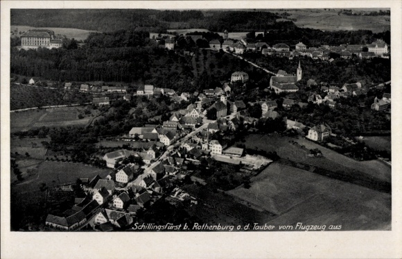 Postcard Schillingsfürst in Middle Franconia, aerial photograph