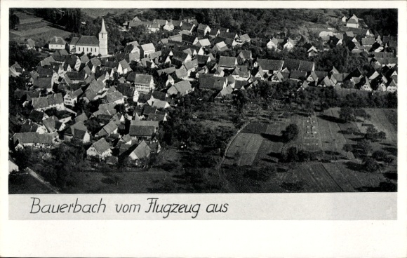 Ak Bauerbach Bretten in Baden, Fliegeraufnahme