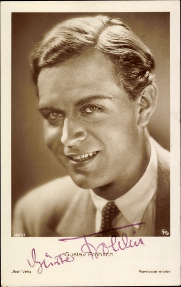 Postcard actor Gustav Fröhlich, portrait, autograph