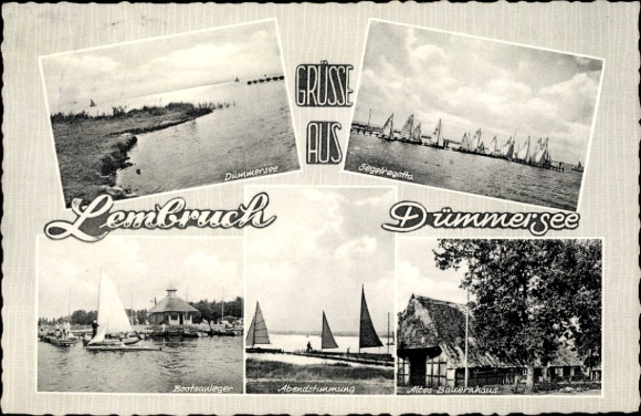 Ak Lembruch am Dümmersee, zeilregatta, aanlegsteiger, oude boerderij
