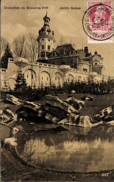 Postcard Brussels Brussels, Exhibition 1910, Swiss Garden