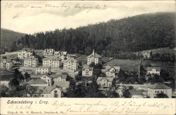 Postcard Schmiedeberg Dippoldiswalde in the Ore Mountains, general view