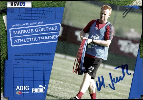 Autogrammkarte Athletik Trainer Markus Günther, Hamburger SV / HSV, Autogramm