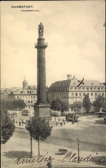 Postcard Darmstadt in Hesse, Louisenplatz, colonnades, monument, city view, swastika