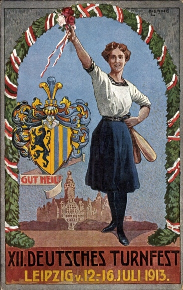 Coat of arms of Leipzig in Saxony, XII. German Gymnastics Festival 1913, Gut Heil