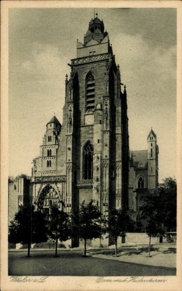 Postcard Wetzlar in the Lahn Dill district, cathedral with Heidenturm, bell tower