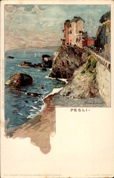 Artist Chromo-Litho Wielandt, Manuel, Pegli Genova Genoa Liguria, view of the sea
