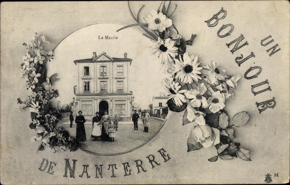 Ak Nanterre Hauts de Seine, La Mairie, Blumen