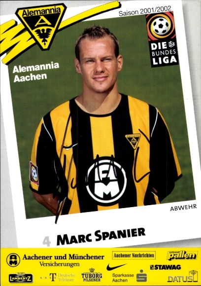 Autogrammkarte Fußballer Marc Spanier, Alemannia Aachen, Autogramm